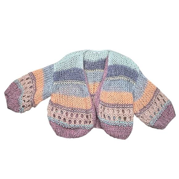 MAIAMI Mohair Stripes Galore Bomber Cardigan Pink Melange XS - Picture 2 of 11